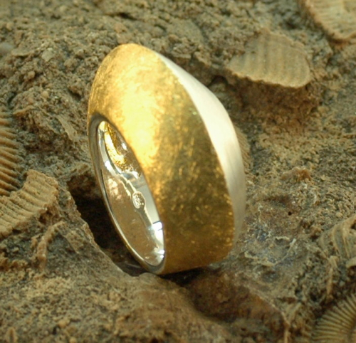 Silber-Designer Ring mattiert